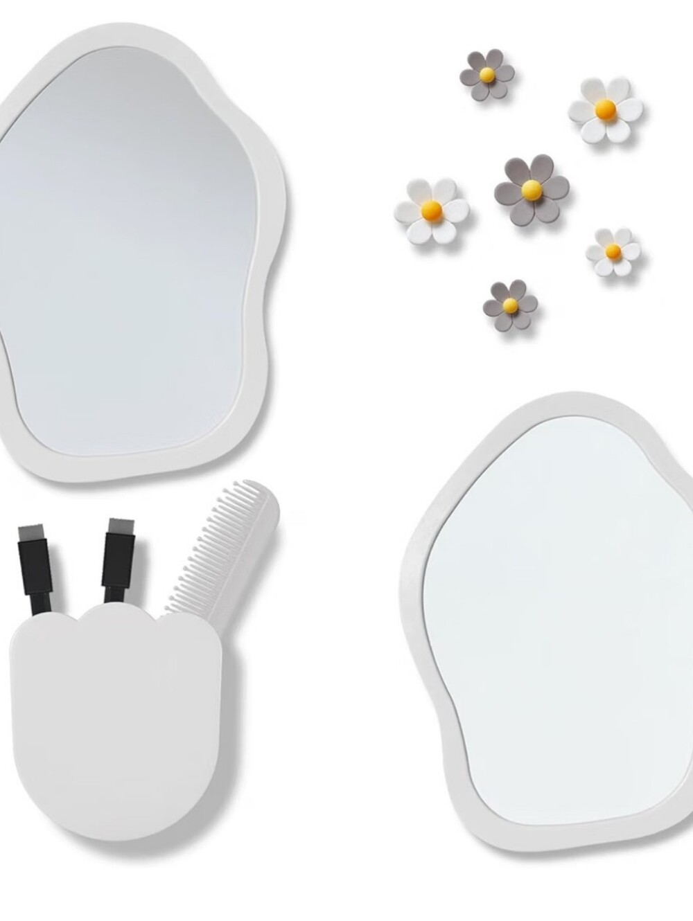 Mirror & Accessory Set - Light Grey